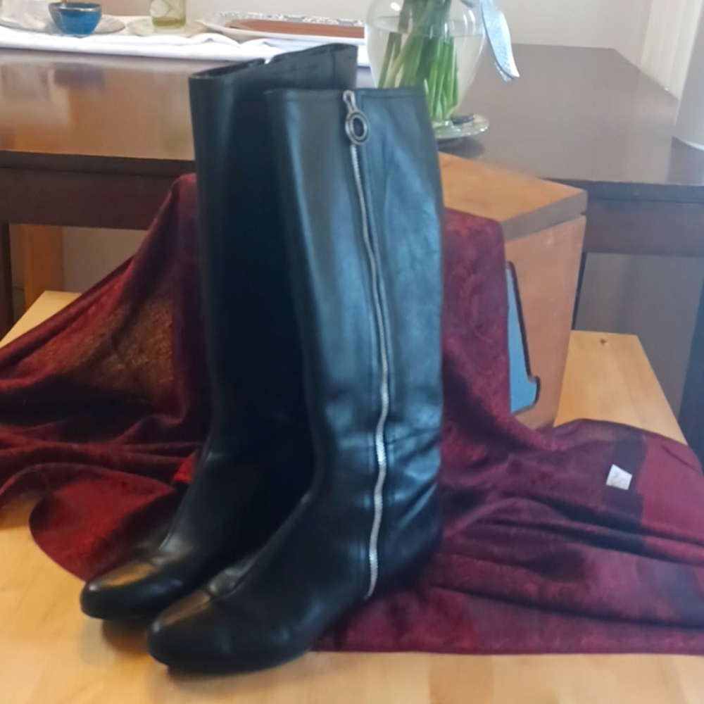 Bandolino Tall Black Leather Boots, 6.5M